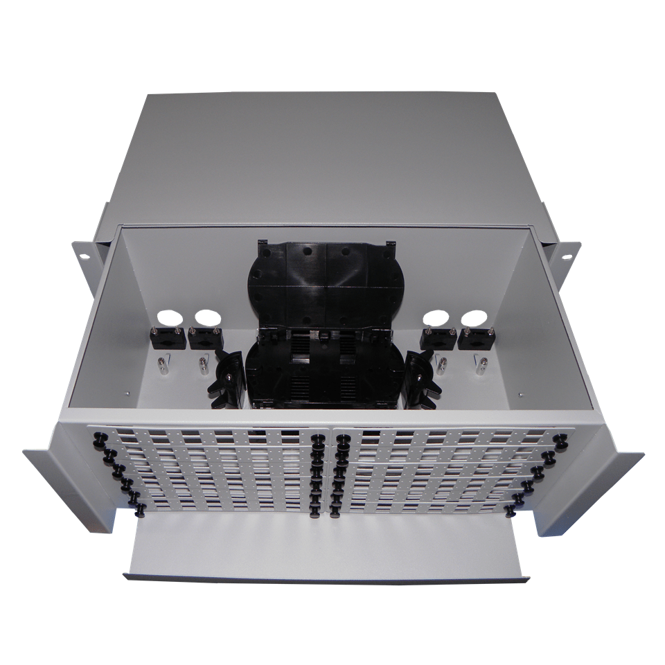 Patch Panel óptico 19" 144 SC simplex, Marfil Acero – Vacío