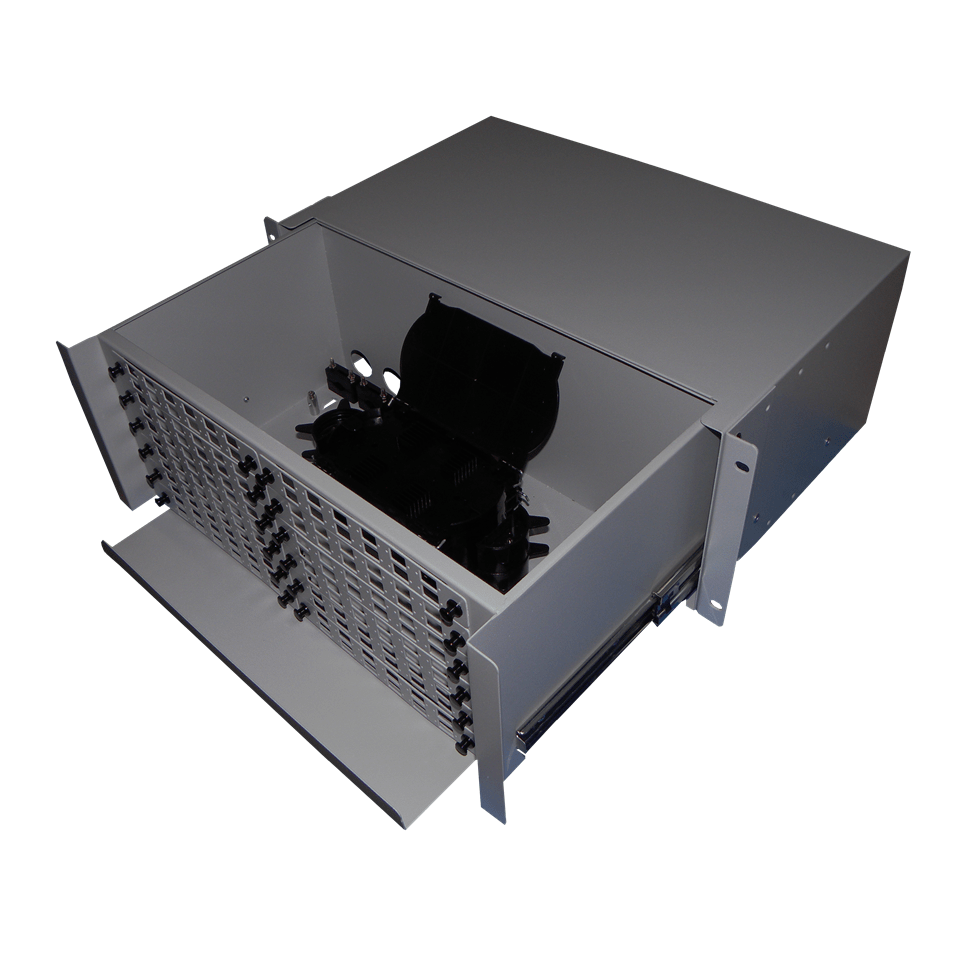 Patch Panel óptico 19" 144 SC simplex, Marfil Acero – Vacío