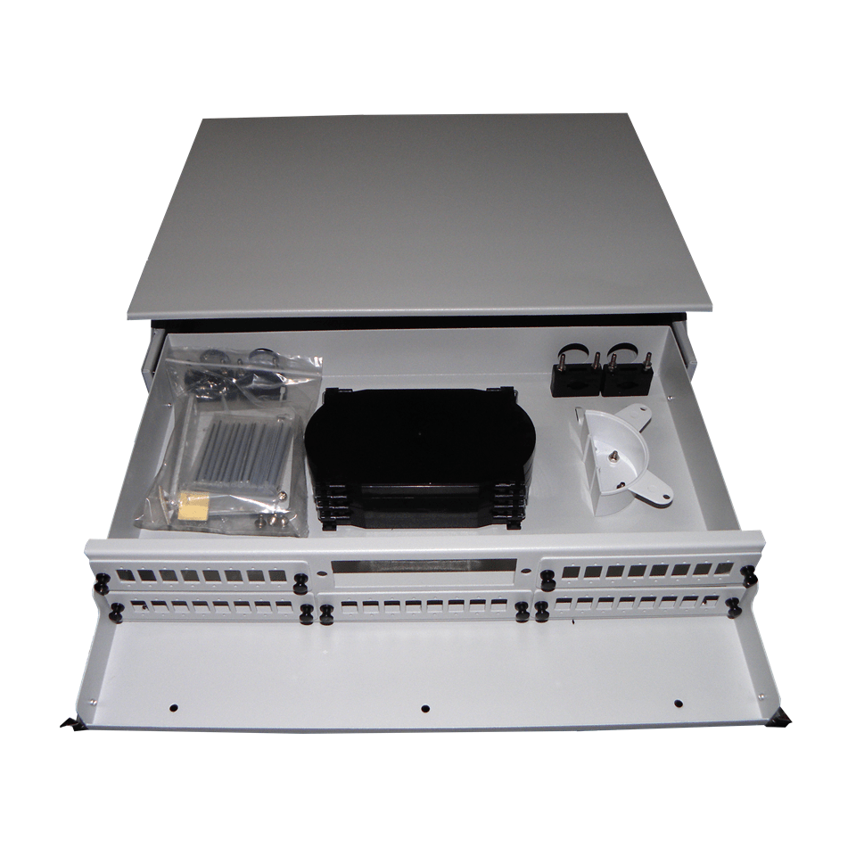 Patch Panel óptico 19" 48 SC simplex, Marfil Acero – Vacío