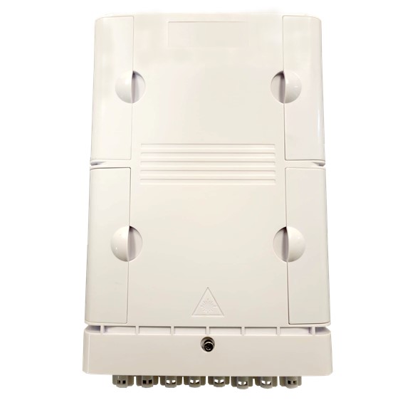 [CABLIX-OTB-0648AOK] Caja de terminación de fibra óptica ABS Plástico para 48 fibra  (4 Bandejas), admite hasta 24 fibras símplex sc - Hasta 2X 1:8 Splitter - Entrada/Salida- 02X 19mm Puertos - Drop Port 24X 2*3mm - Negro - IP65 Interior / Exterior - Vacío utilizado para montado en la pared y montado en poste - Con placa de metal para la pared