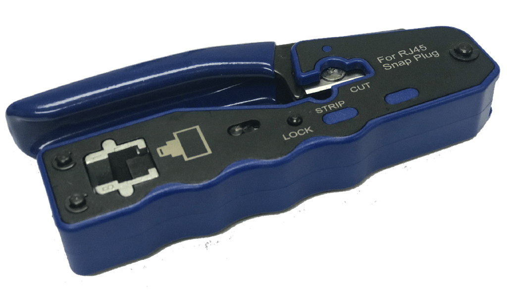 Crimpadora Passthrough RJ45 para Cat5, Cat6 y Cat 7 Incluye cuchilla de repuesto.