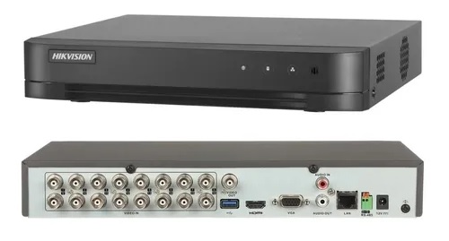 [HIKVISION-iDS-7216HQHI-M2/S] Dvr Turbo 16 Canales, Distingue rostros y vehiculos con inteligencia artificial, resolución máxima 4 Mp lite, compatible con tecnologías TVI, AHD, CVI, salida HDMI, VGA, BNC, 2 slot para disco duro (No Incluido), marca Hikvision