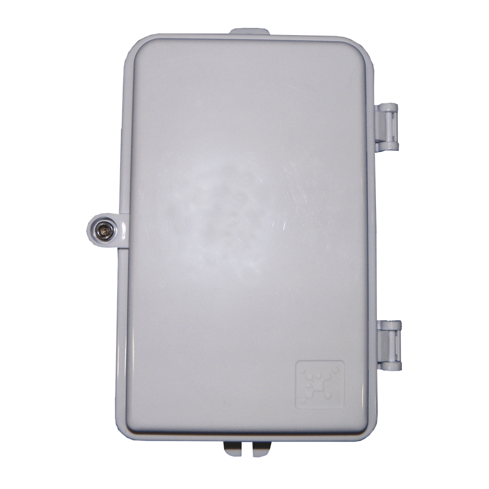 Caja de terminación de fibra óptica NAP ABS Plástico para 04 fibras  (04 SC Simplex) Blanco - Interior /Exterior -Sin conectores